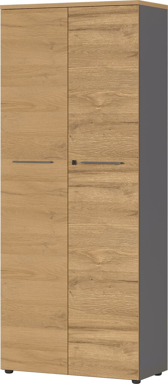 Aktenschrank aus Holz mit zwei Türen, Frontansicht