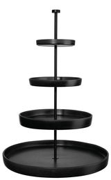 Vierstufige Etagere aus schwarzem Eisen, frontal betrachtet