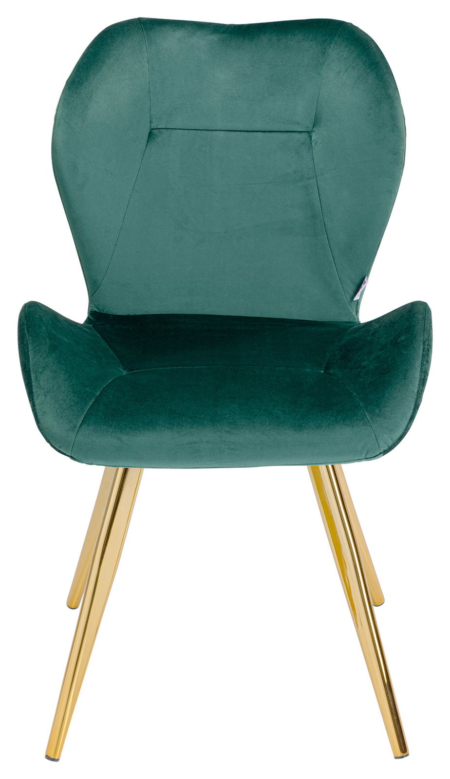 Grüner Stuhl mit goldenen Beinen, Frontalansicht