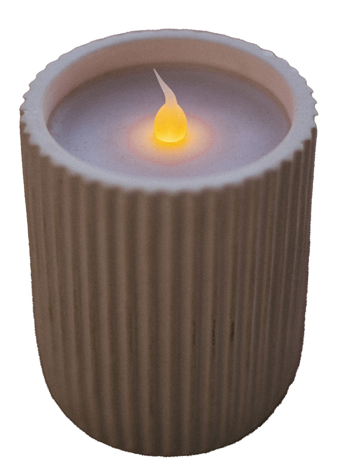 New Garden Outdoor-Kerze DOLO Outdoor-Kerze mit geriffeltem Rand und leuchtender Flamme, seitliche Perspektive