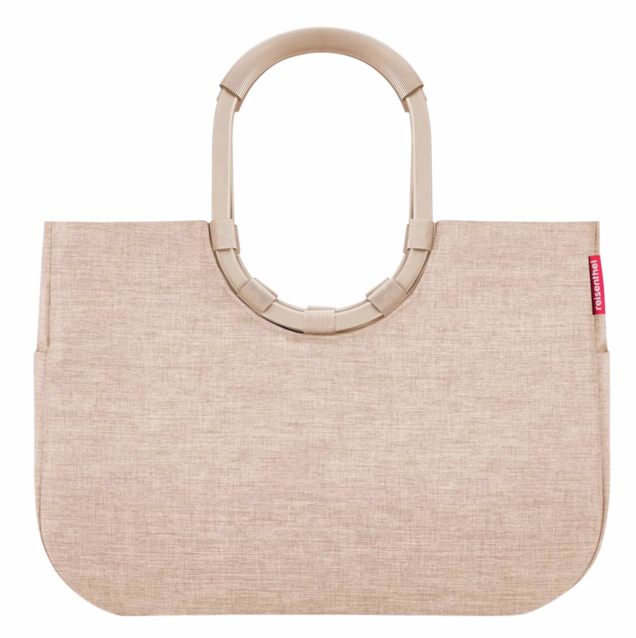Beige Einkaufstasche mit ovalem Griff, Vorderansicht
