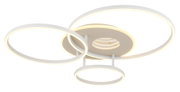 Moderne led-plafondlamp met drie lichtgevende ringen, zijaanzicht