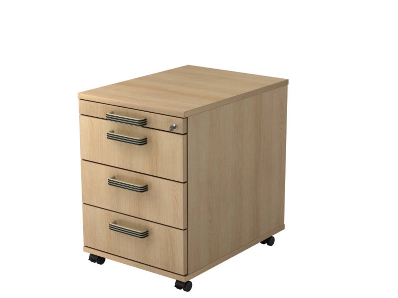 Cantus Rollcontainer FLIXX Rollcontainer aus Holz mit vier Schubladen und Rollen, seitliche Perspektive