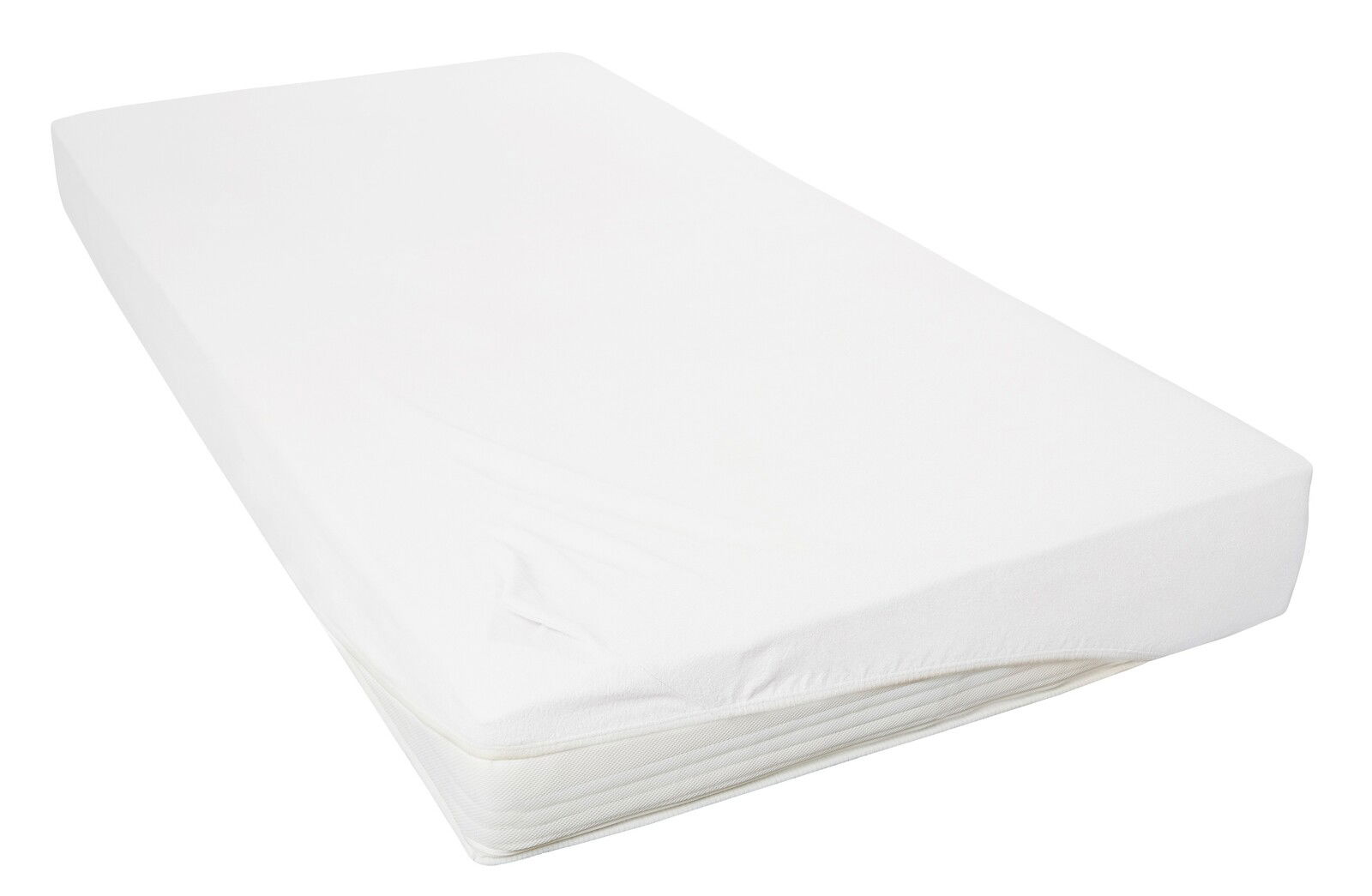 Novel Spannbetttuch TEDDY-FLAUSCH Weißes Spannbetttuch 150x200cm, von schräg oben fotografiert