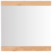 Weißes, rechteckiges Paneel mit naturfarbenen Holzleisten oben und unten, frontal von vorne aufgenommen.