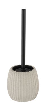 WC-Garnitur Torretta in hellgrau, seitliche Perspektive, mit geriffeltem Design und schwarzem Griff.