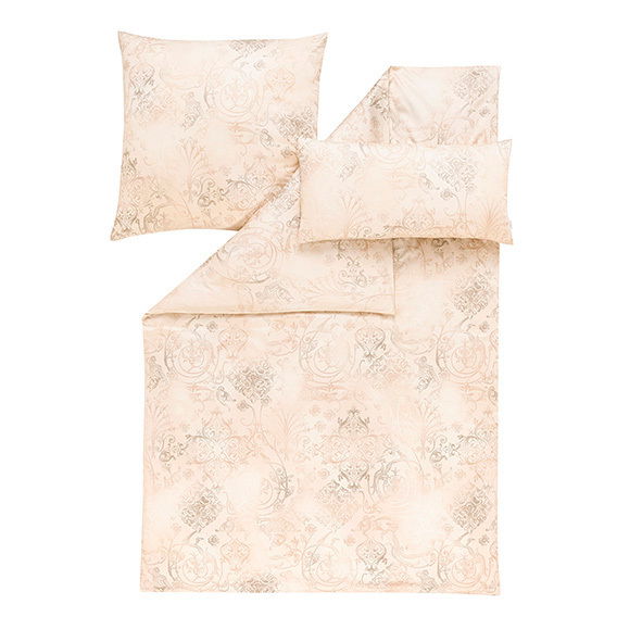 Bettwäsche-Set in Creme mit floralem Muster, Draufsicht