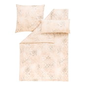Bettwäsche-Set in Creme mit floralem Muster, Draufsicht