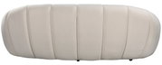Rückansicht eines cremefarbenen 3-Sitzer Sofas mit gepolsterten Segmenten.