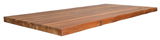 Massive Holz-Tischplatte in rechteckiger Form, 220x100 cm, mit natürlicher Holzmaserung und rustikaler Kante, seitliche Perspektive