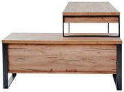 Eck-Schreibtisch aus Holz mit Metallrahmen, Vorderansicht