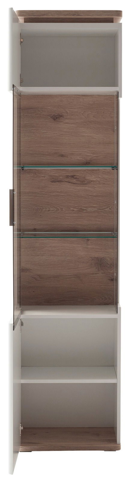 Stylife Vitrine PALERMO Vitrine mit Holz- und Glaselementen, offene Türen, frontale Ansicht