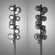 Moderne led-staande lamp met meerdere bolvormige lampen, zijaanzicht