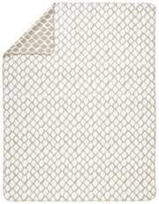 Woonkleed met geometrisch patroon in beige en wit, bovenaanzicht