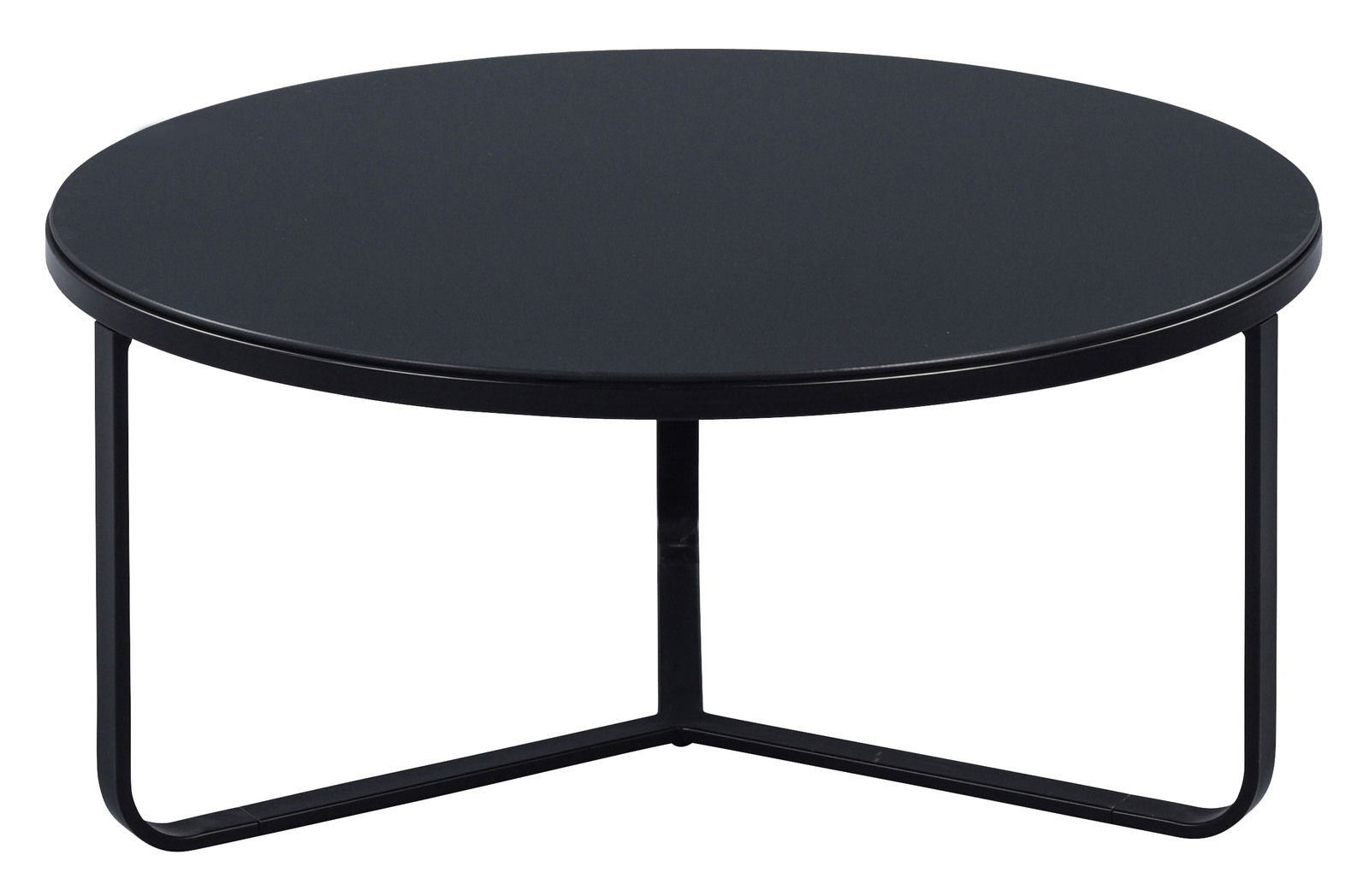 Z2 Couchtisch BOSTON Runder schwarzer Couchtisch mit Metallgestell, seitliche Perspektive