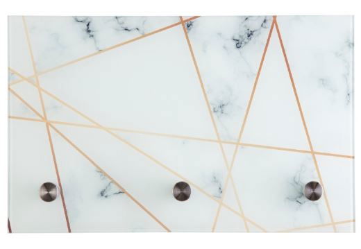 Glasgarderobe mit Marmoroptik und geometrischen Linien, Vorderansicht