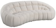 Elegantes, cremefarbenes 3-Sitzer-Sofa in geschwungener Form, seitliche Perspektive