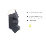 Anthrazitfarbene Wand- und Deckenleuchte mit energieeffizienter LED-Technik, Schutzklasse IP54, seitliche Perspektive