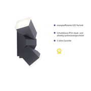 Anthrazitfarbene Wand- und Deckenleuchte mit energieeffizienter LED-Technik, Schutzklasse IP54, seitliche Perspektive