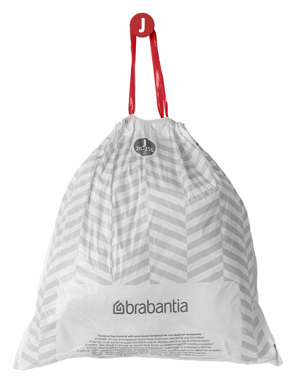 Müllbeutel von Brabantia mit rotem Zugband, 20-25 Liter, Vorderansicht