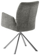 Grauer Sessel mit Metallbeinen, Rückansicht