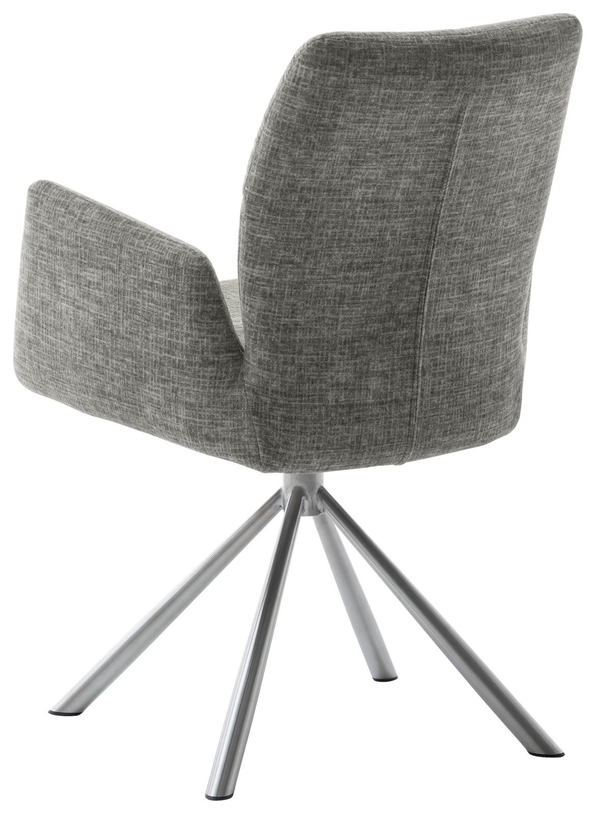 Grauer Sessel mit Metallbeinen, Rückansicht