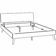 Skizze eines Bettgestells mit Kopfteil, seitliche Perspektive