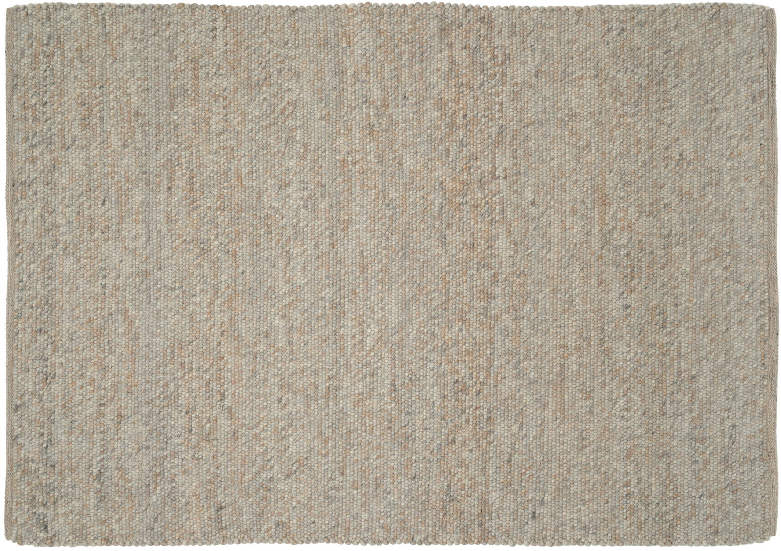 Handgewebter Teppich in neutralen Beige- und Grautönen, Draufsicht