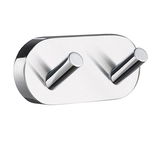 Doppelter Badetuchhaken aus glänzendem Metall, seitliche Perspektive