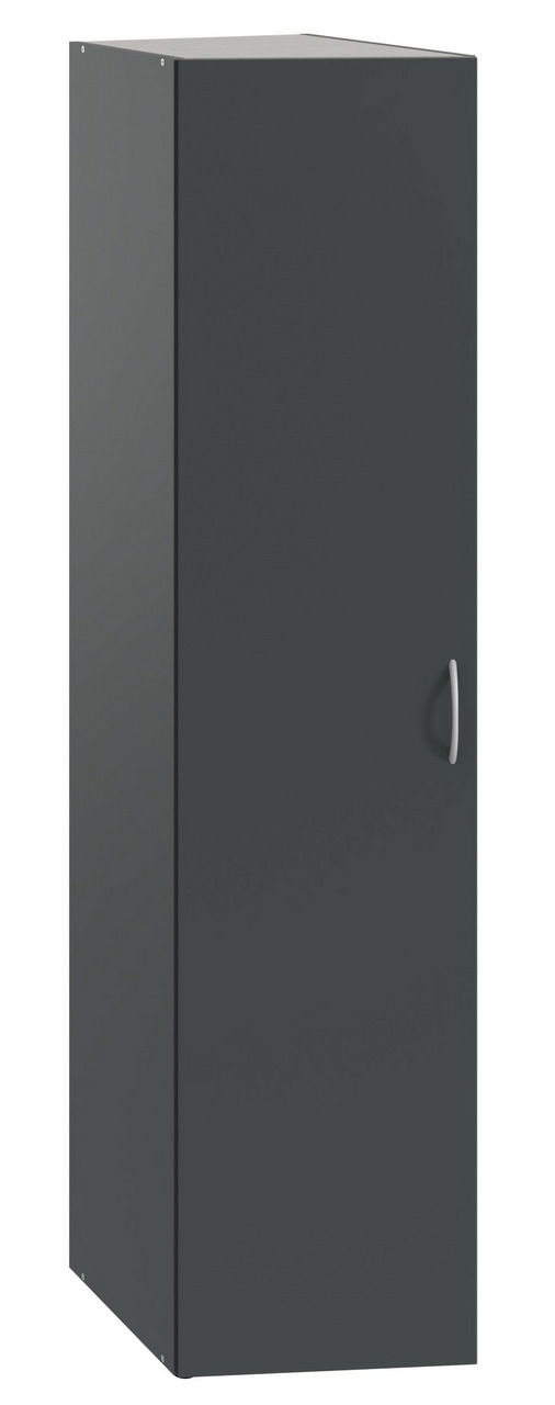 XORA Schrägschrank MULTIRAUMKONZEPT Dunkelgrauer Schrank mit einer Tür und silbernem Griff, seitliche Perspektive