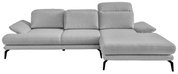 Grijze longchair-combinatie met verstelbare rugleuningen en armleuningen, vooraanzicht