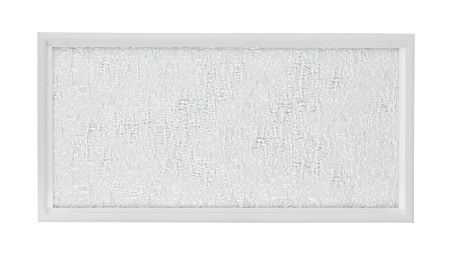 Rechteckige LED-Deckenleuchte mit strukturiertem Glas, Ansicht von vorne.