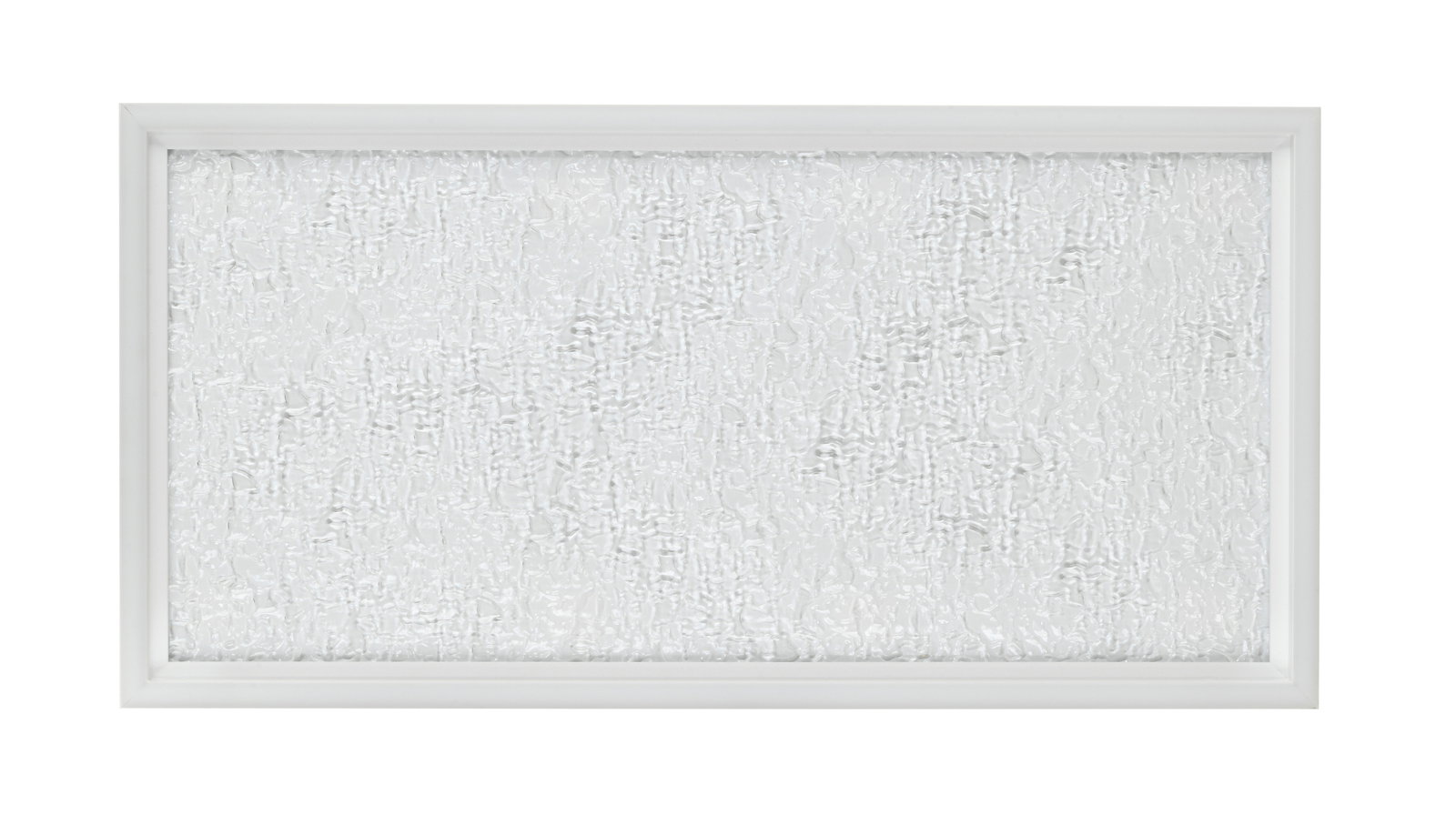 Rechteckige LED-Deckenleuchte mit strukturiertem Glas, Ansicht von vorne.