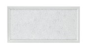 Rechthoekige led-plafondlamp met gestructureerd glas, gezien van voren.
