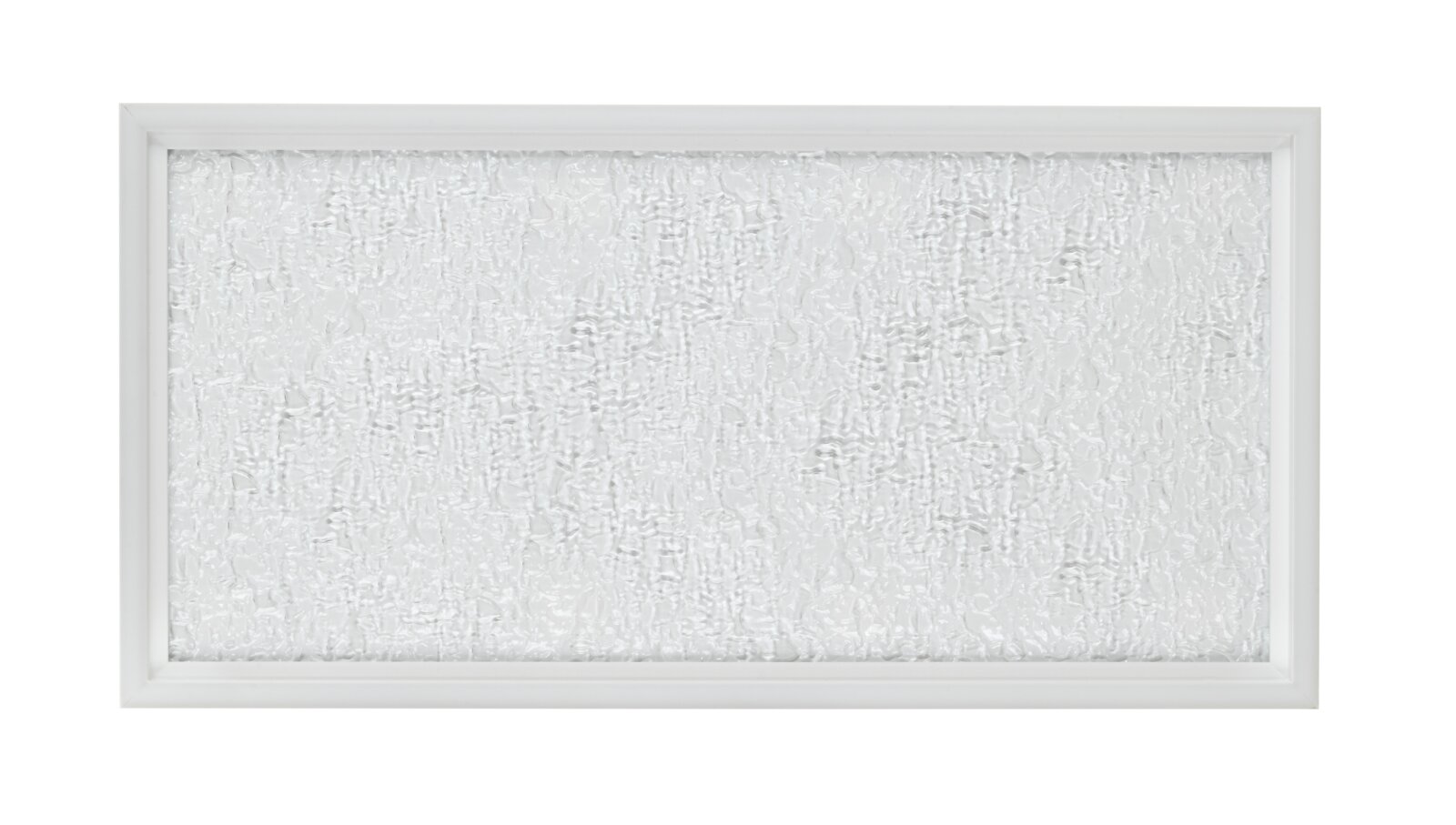 Rechthoekige led-plafondlamp met gestructureerd glas, gezien van voren.