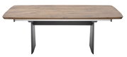 Moderner Esstisch mit Holzplatte und Metallbeinen, Frontalansicht