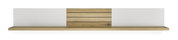 Wandboard aus Holz mit weißem und naturbelassenem Design, frontal betrachtet.