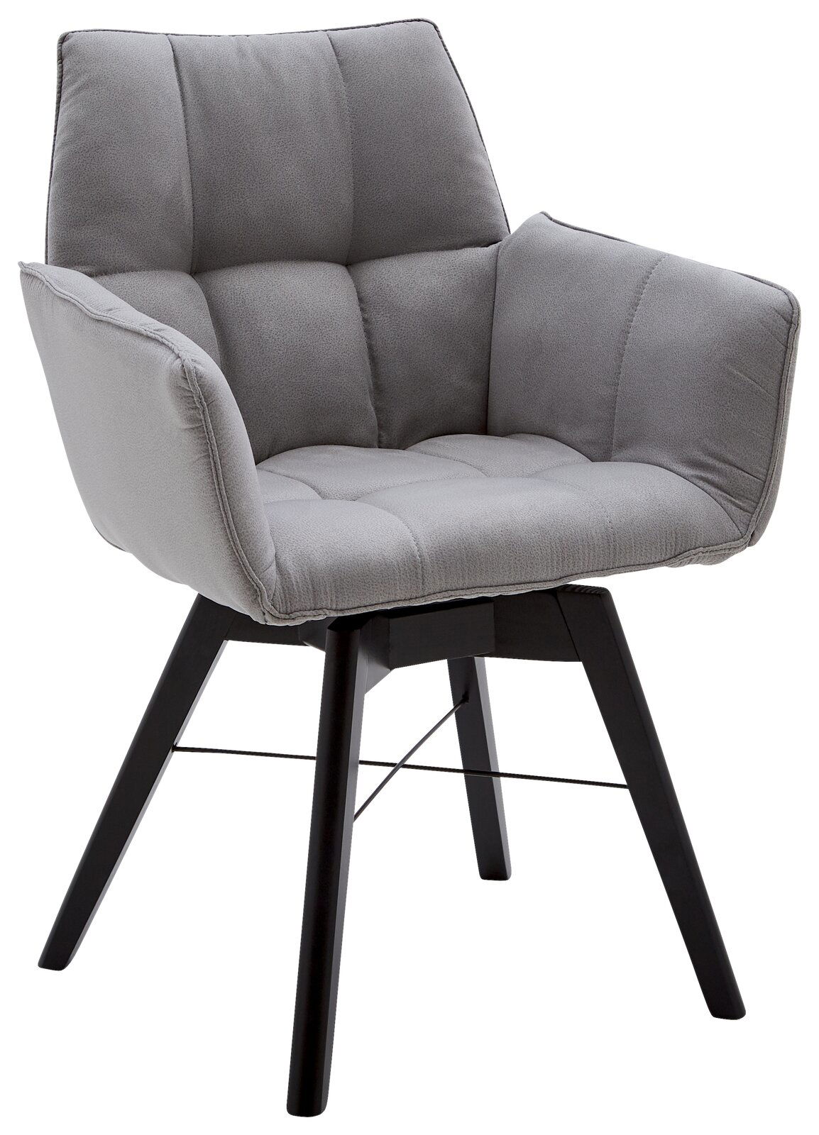 Waldwelt Armlehnenstuhl BARBADOS Grauer Armlehnenstuhl mit gepolstertem Sitz und Rückenlehne, seitliche Perspektive