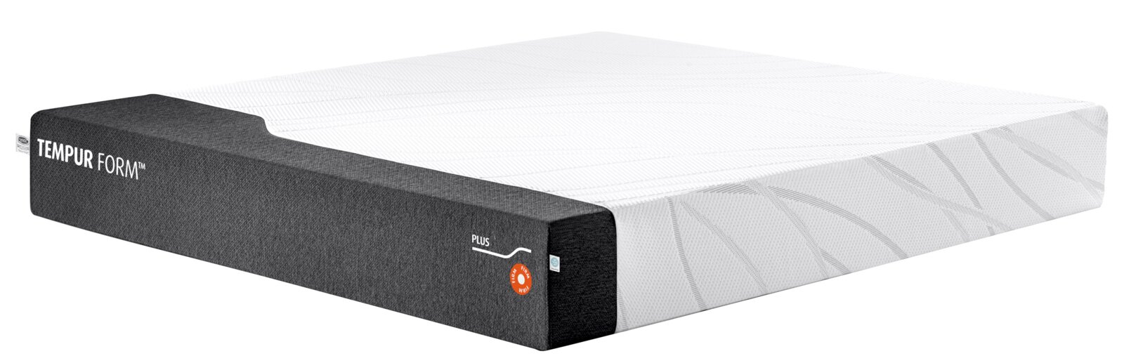 Viscoma-matras 140x200, stevig, in zijaanzicht met grijze rand en wit oppervlak