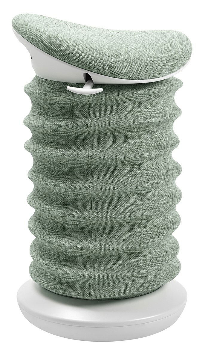 Grüner Aktiv-Sitz mit wellenförmigem Stoffbezug, seitliche Ansicht