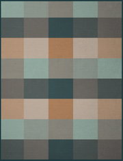 Wohndecke mit kariertem Muster in verschiedenen Farben, Draufsicht