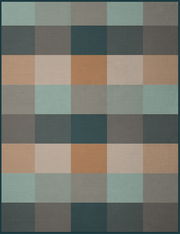 Wohndecke mit kariertem Muster in verschiedenen Farben, Draufsicht