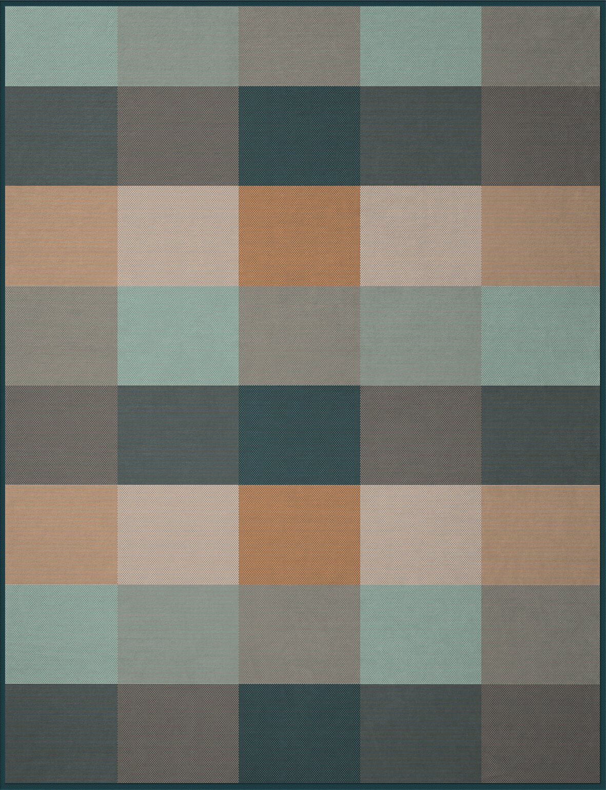 Wohndecke mit kariertem Muster in verschiedenen Farben, Draufsicht