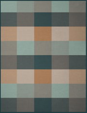 Wohndecke mit kariertem Muster in verschiedenen Farben, Draufsicht