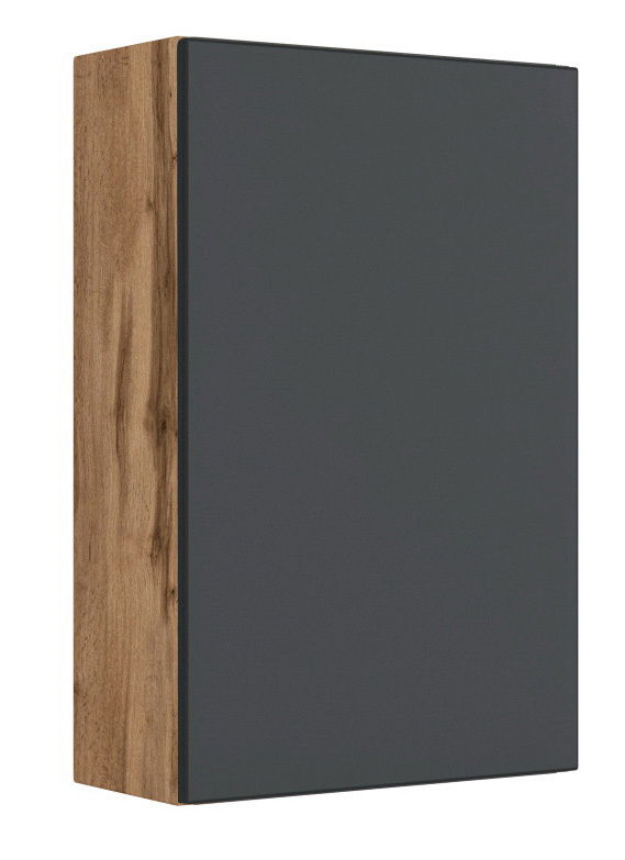 XORA Hängeschrank LUCCA Moderner Hängeschrank mit dunkler Front und Holzseite, seitliche Perspektive