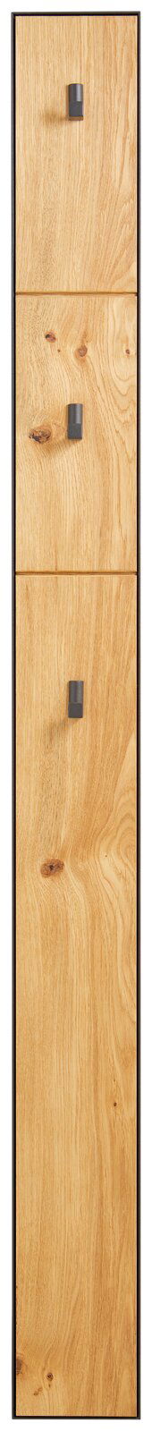 Garderobenpaneel aus Holz mit drei Haken, frontale Ansicht