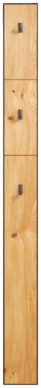 Garderobenpaneel aus Holz mit drei Haken, frontale Ansicht