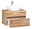Waschtisch-Set aus Holz mit weißem Aufsatzwaschbecken und geöffneter Schublade, Frontalansicht