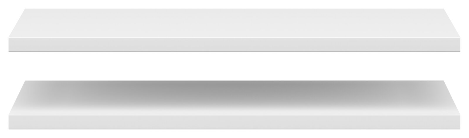 Zwei weiße Einlegeböden aus der Frontalperspektive, ideal für den MULTISTAURAUM.