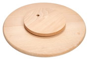 Rundes Drehkabinett aus Holz, von oben betrachtet, mit einem kleineren, mittig platzierten Drehelement.